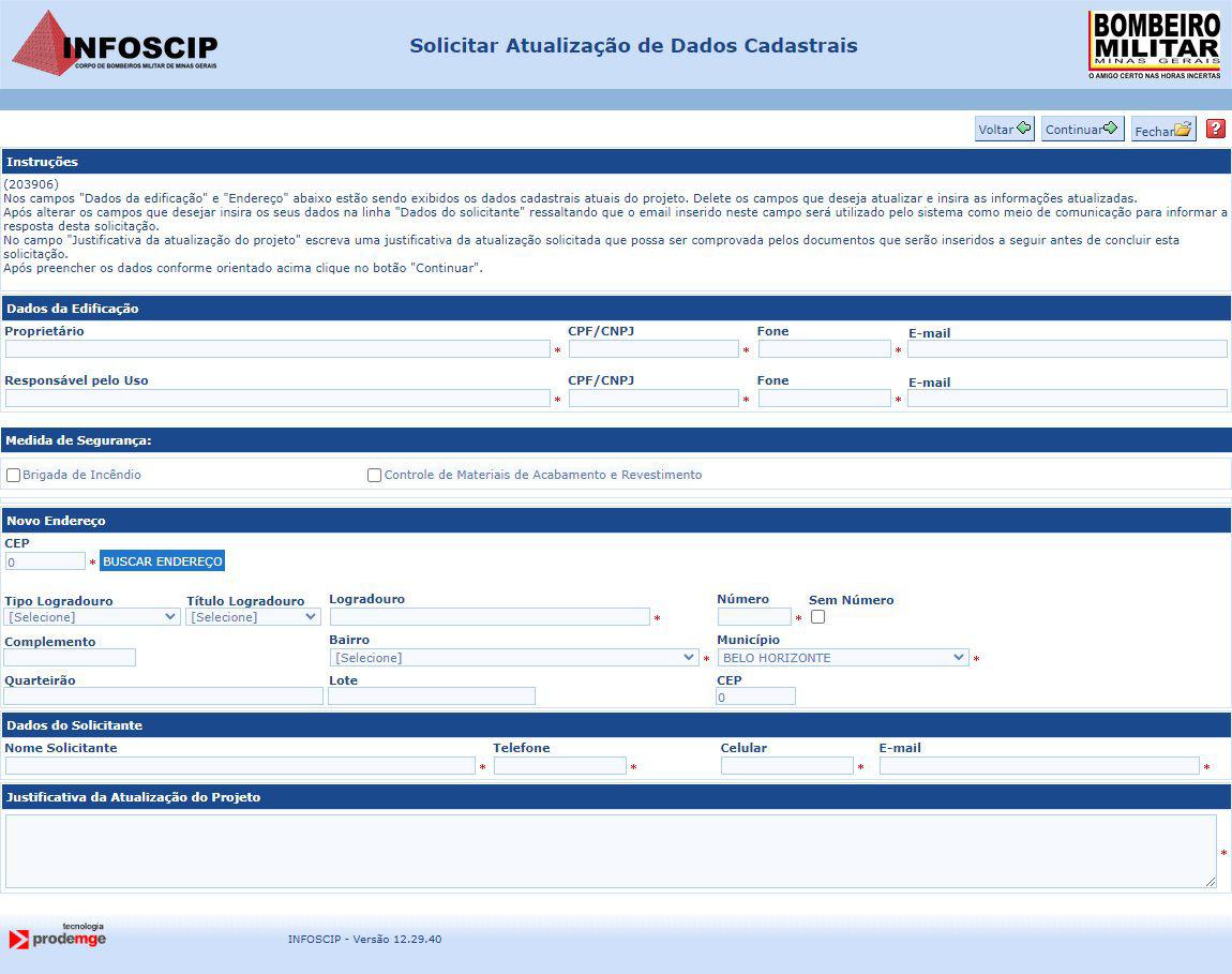 Atualização de dados cadastrais - 2023