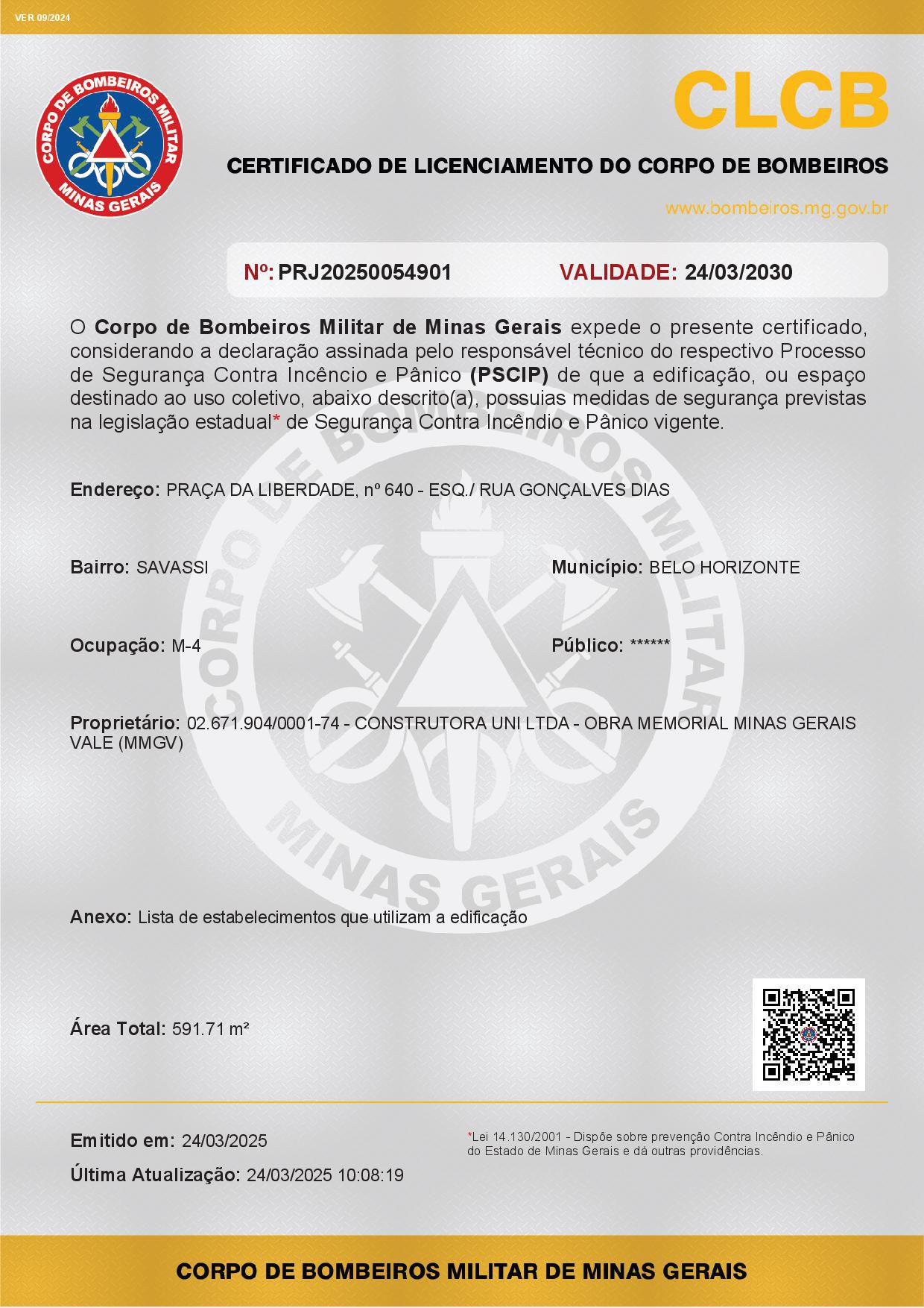 CERTIFICADO DE LICENCIAMENTO DO CORPO DE BOMBEIROS - CLCB - Eng. Levi das Chagas Barroso Filho
