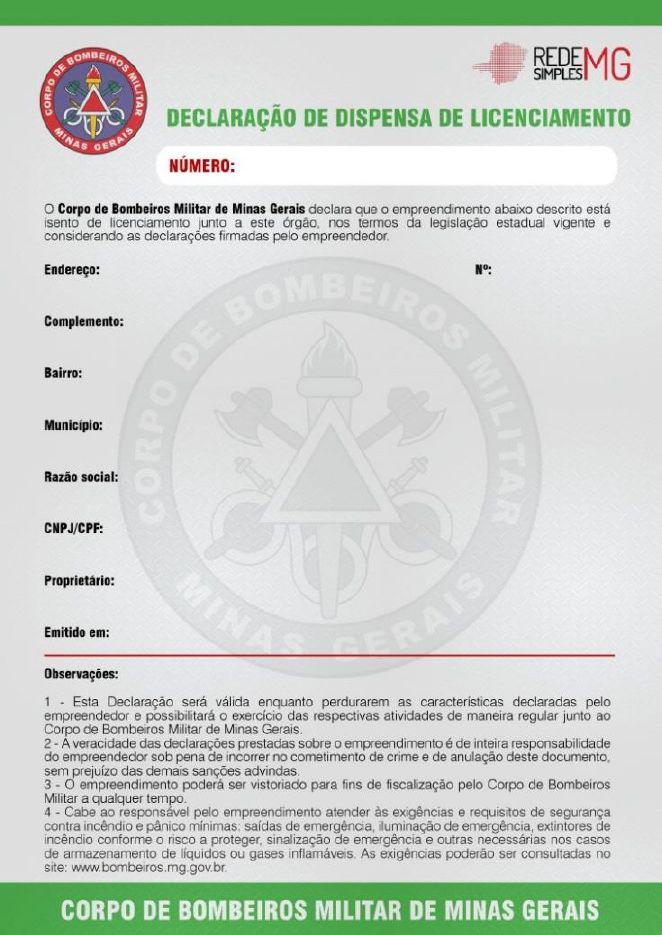 Declaração de Dispensa de Licenciamento - Eng. Levi das Chagas Barroso Filho