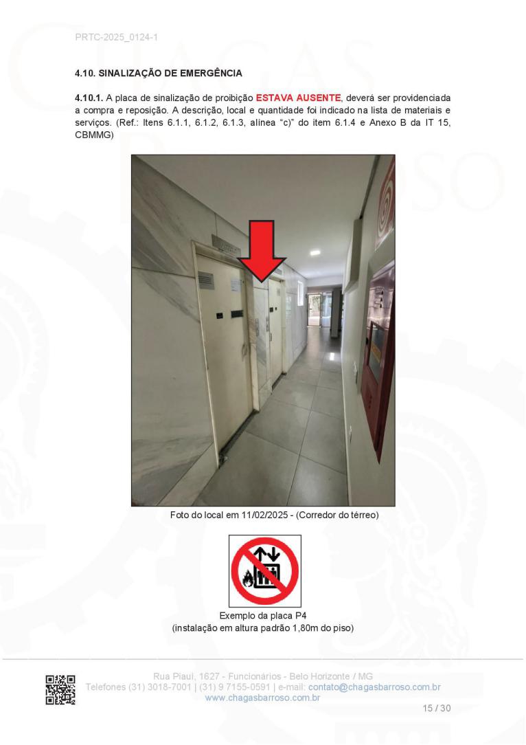 Relatório de Irregularidades na Edificação - PSCIP / AVCB / CLCB - Eng. Levi das Chagas Barroso Filho