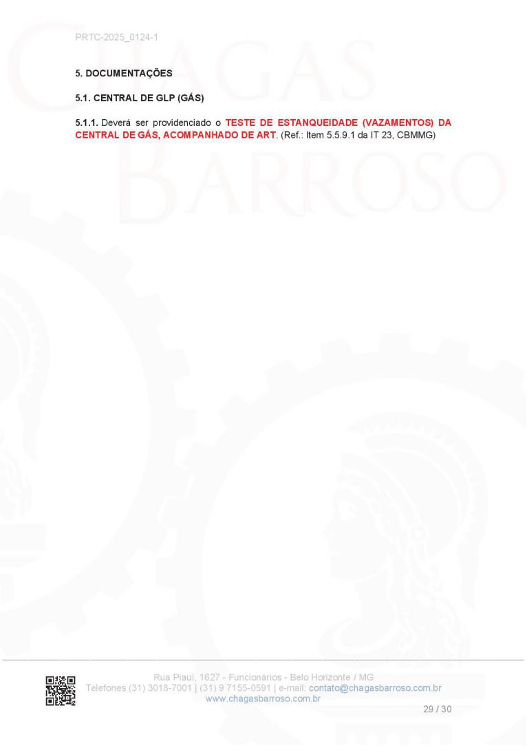 Relatório de Irregularidades na Edificação - PSCIP / AVCB / CLCB - Eng. Levi das Chagas Barroso Filho